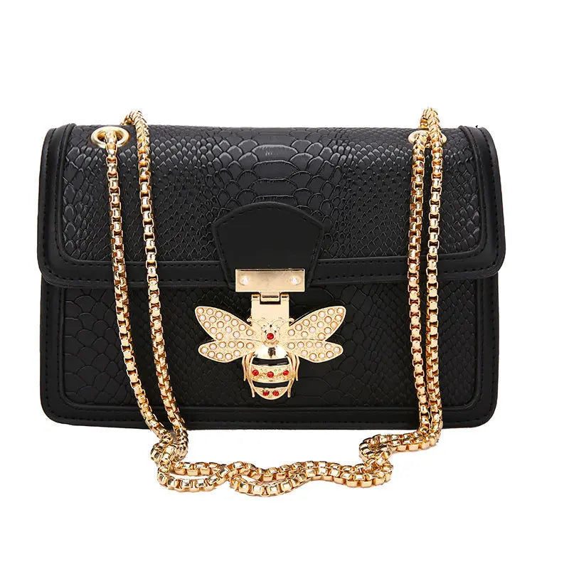 Bee Crocodile Print Handbag