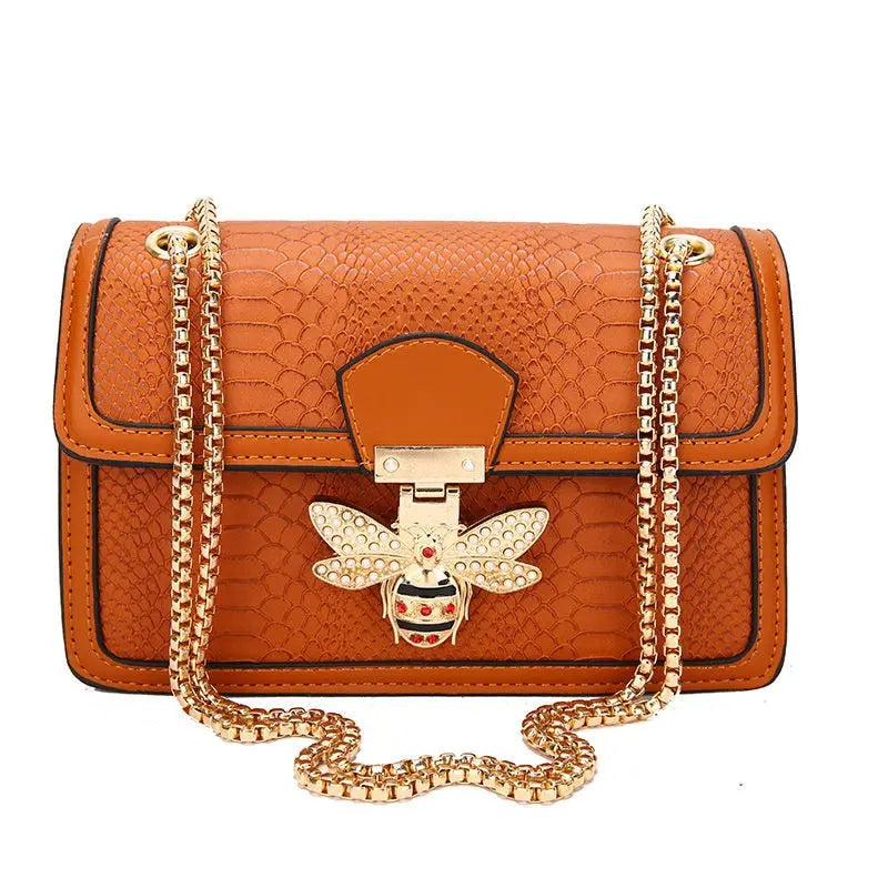 Bee Crocodile Print Handbag