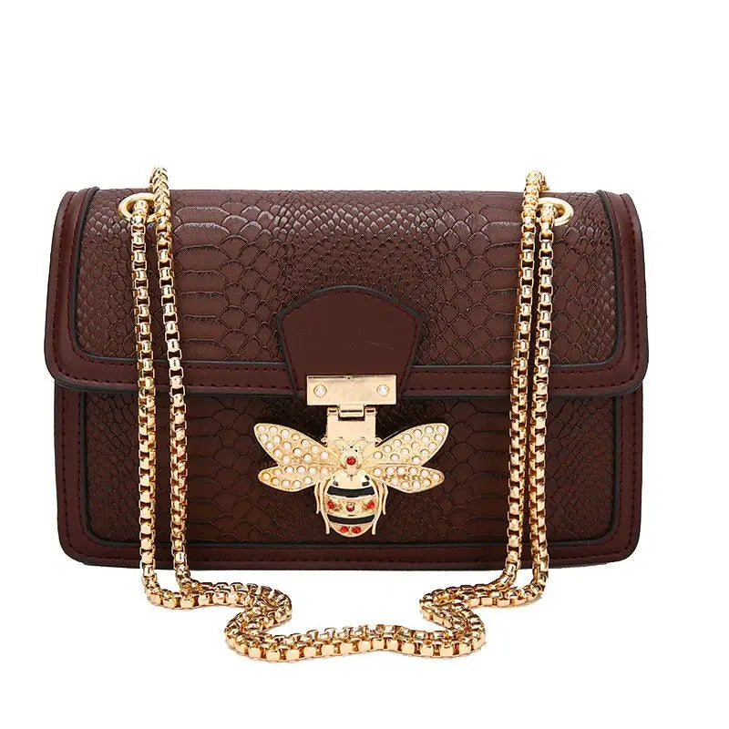 Bee Crocodile Print Handbag