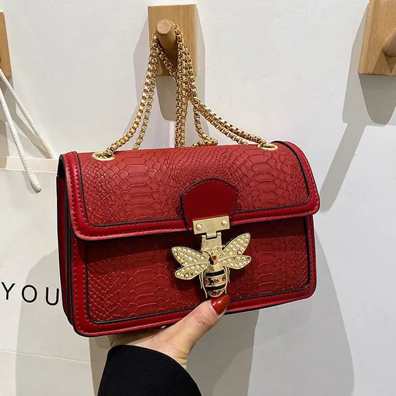 Bee Crocodile Print Handbag