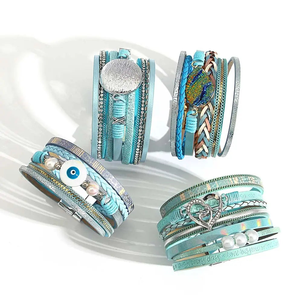 Boho Blue Leather Bracelet Coco & Dee