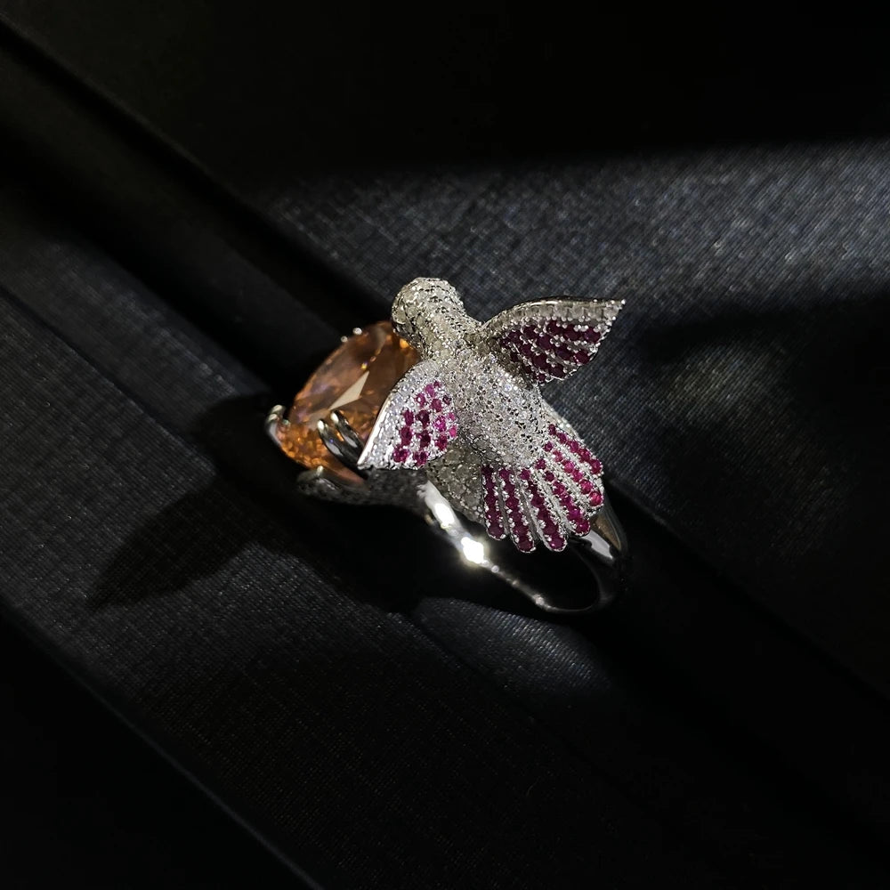 Silver Hummingbird Ring Coco & Dee