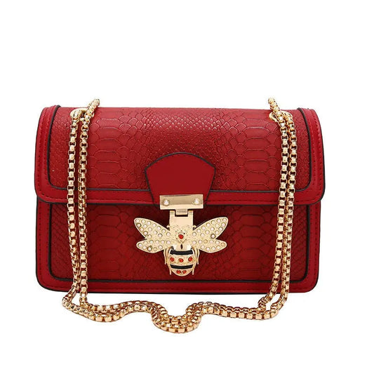 Bee Crocodile Print Handbag