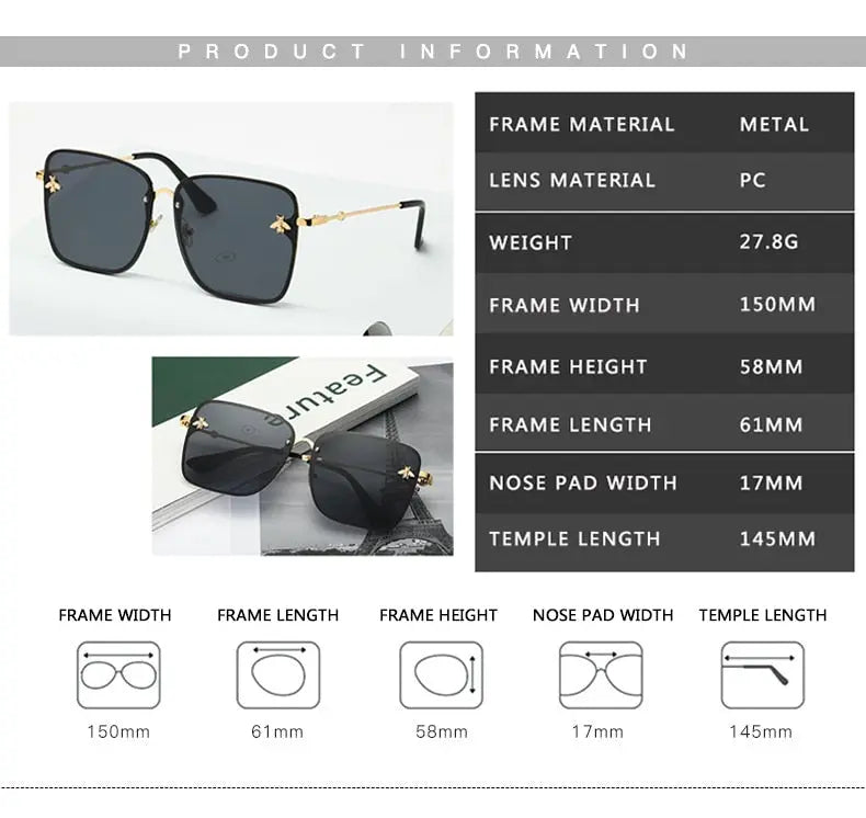 Bee Rimless Sunglasses Coco & Dee