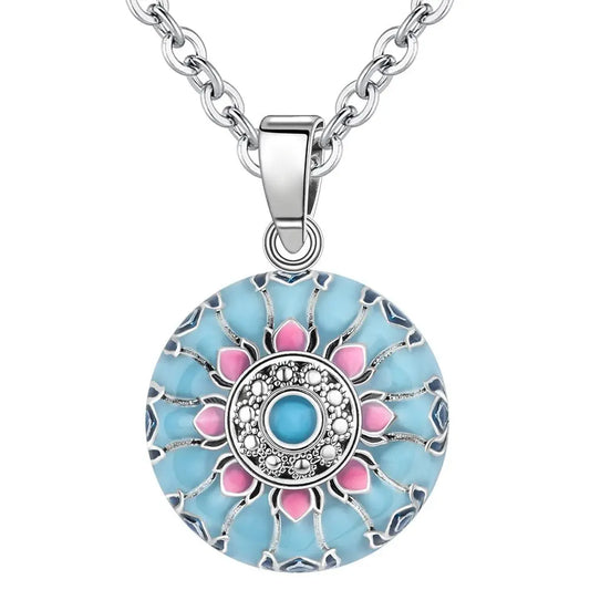 Blue Pink Lotus Necklace Coco & Dee