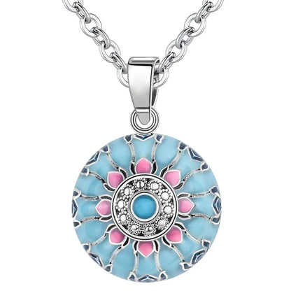 Blue Pink Lotus Necklace Coco & Dee