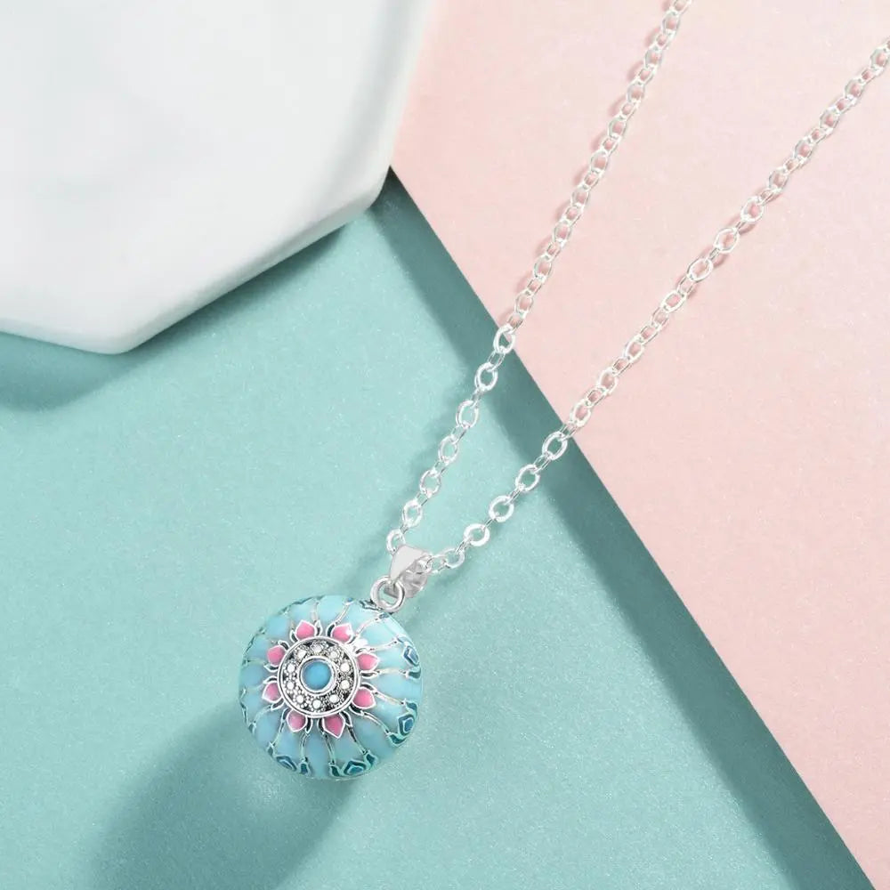 Blue Pink Lotus Necklace Coco & Dee