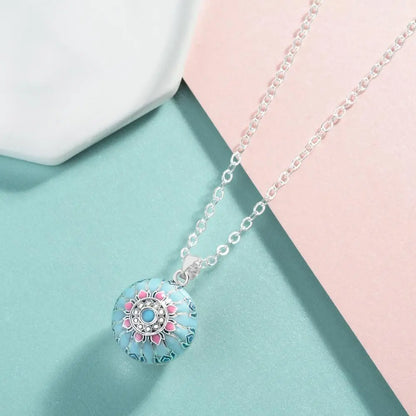 Blue Pink Lotus Necklace Coco & Dee