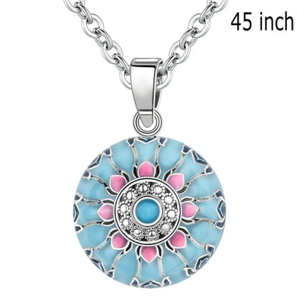 Blue Pink Lotus Necklace Coco & Dee