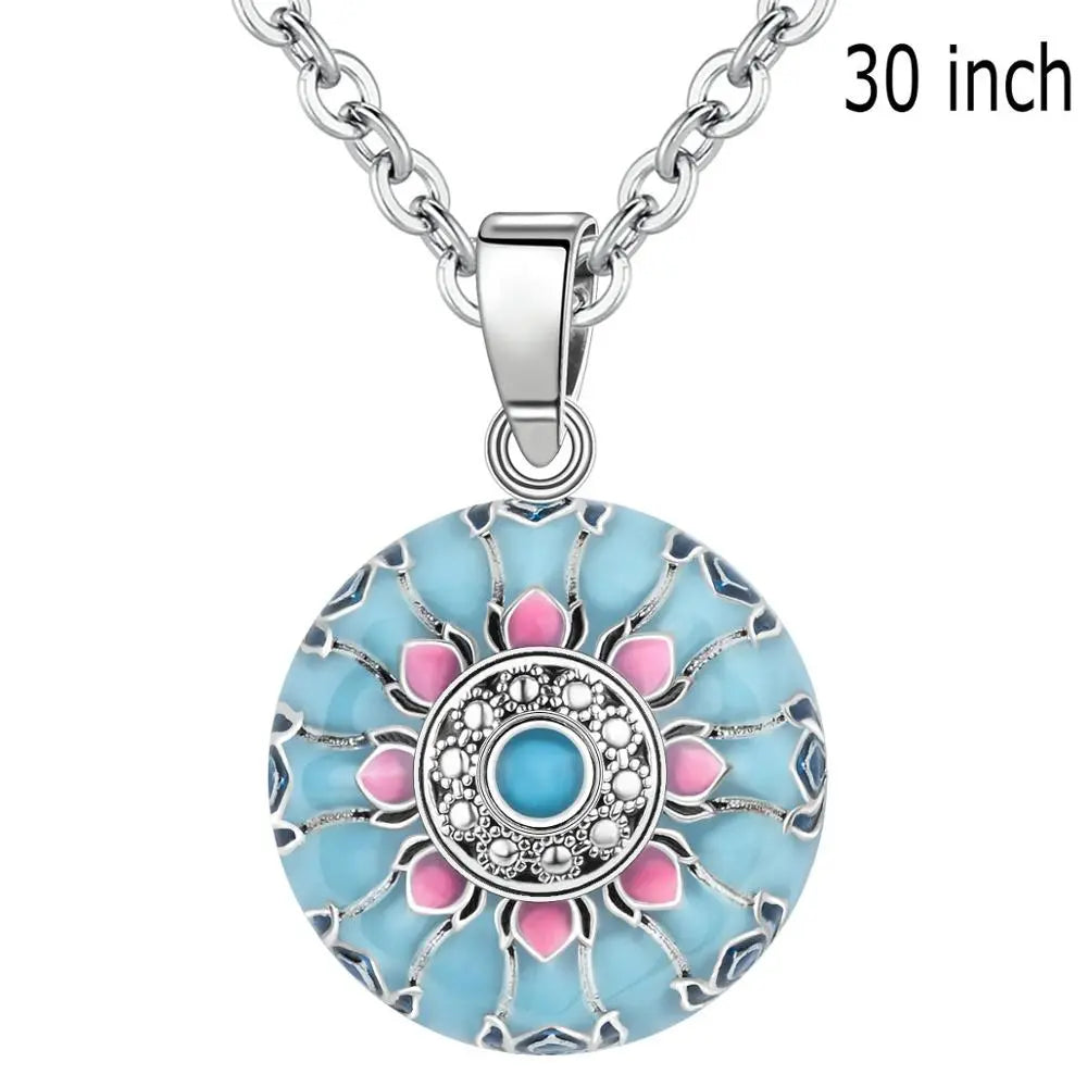 Blue Pink Lotus Necklace Coco & Dee