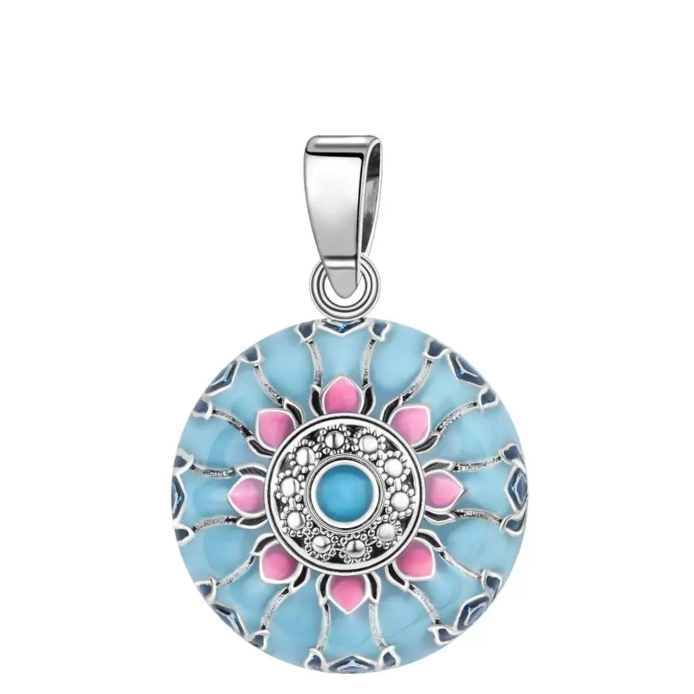 Blue Pink Lotus Necklace Coco & Dee