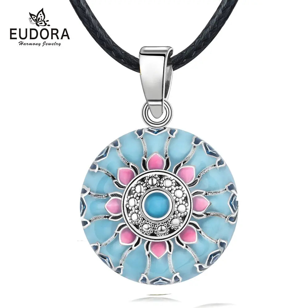 Blue Pink Lotus Necklace Coco & Dee