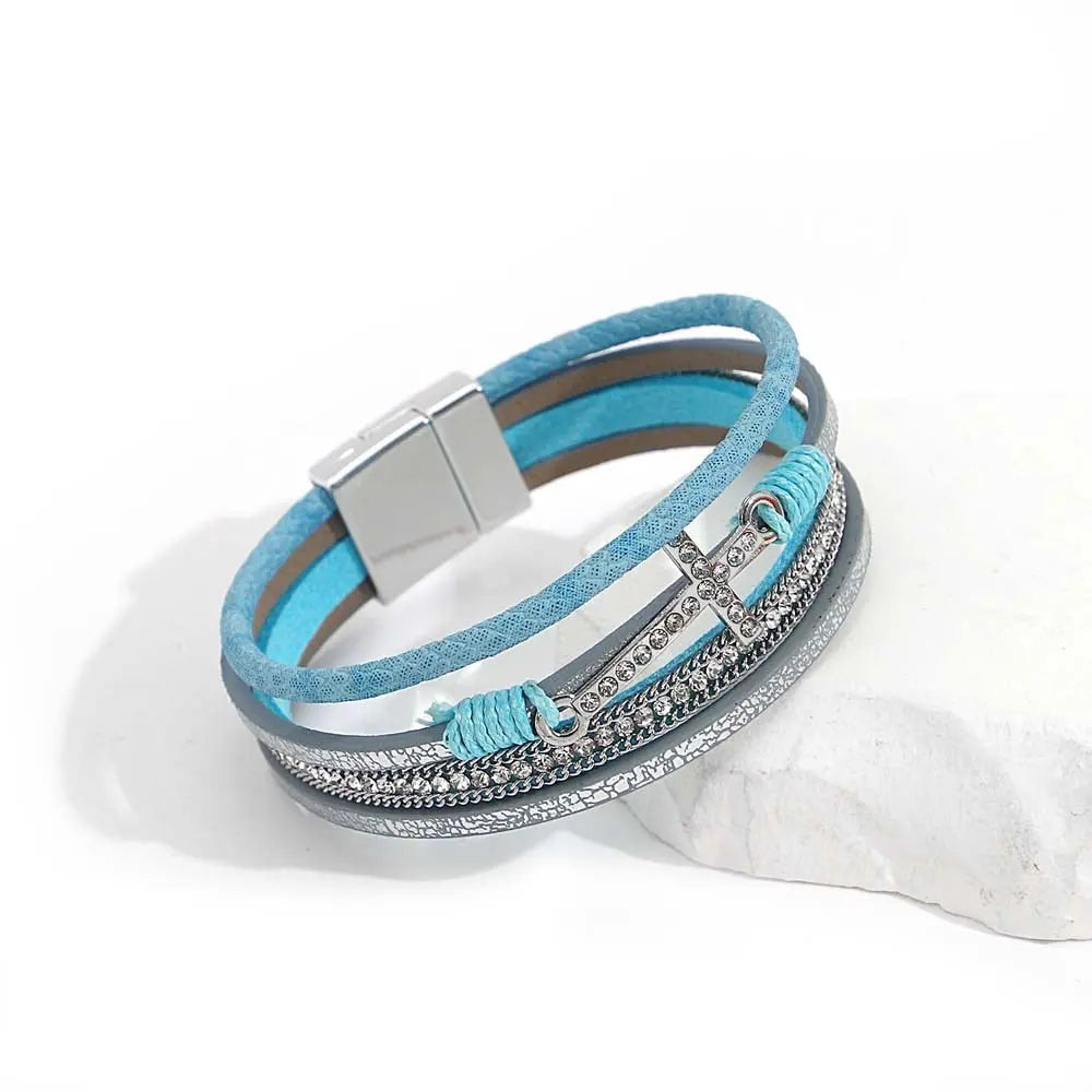 Boho Blue Leather Bracelet Coco & Dee