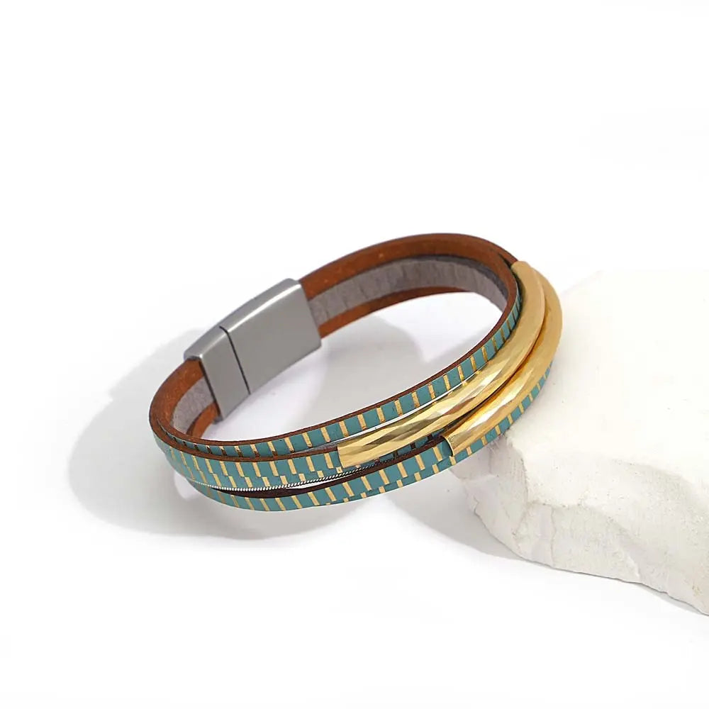 Boho Blue Leather Bracelet Coco & Dee