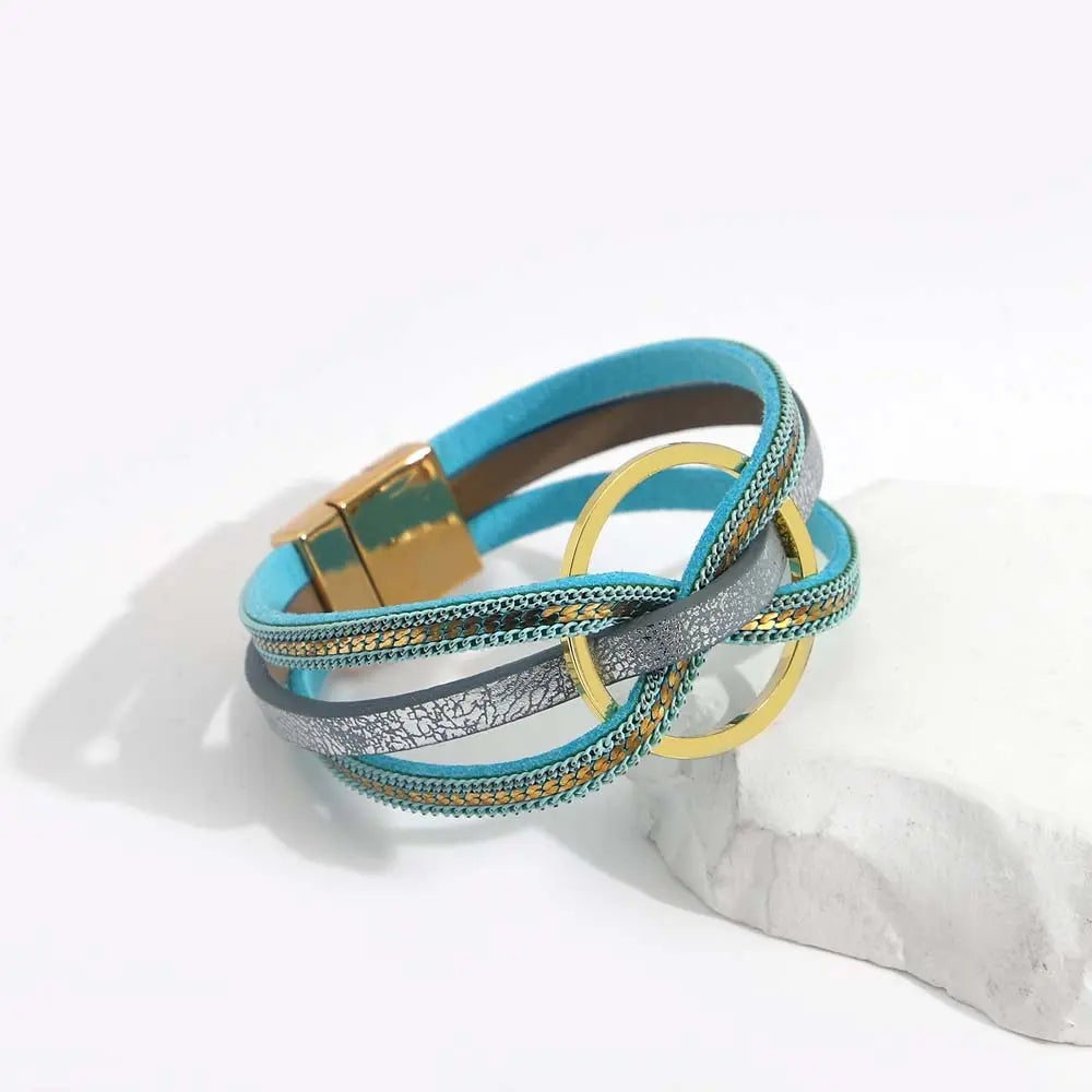 Boho Blue Leather Bracelet Coco & Dee