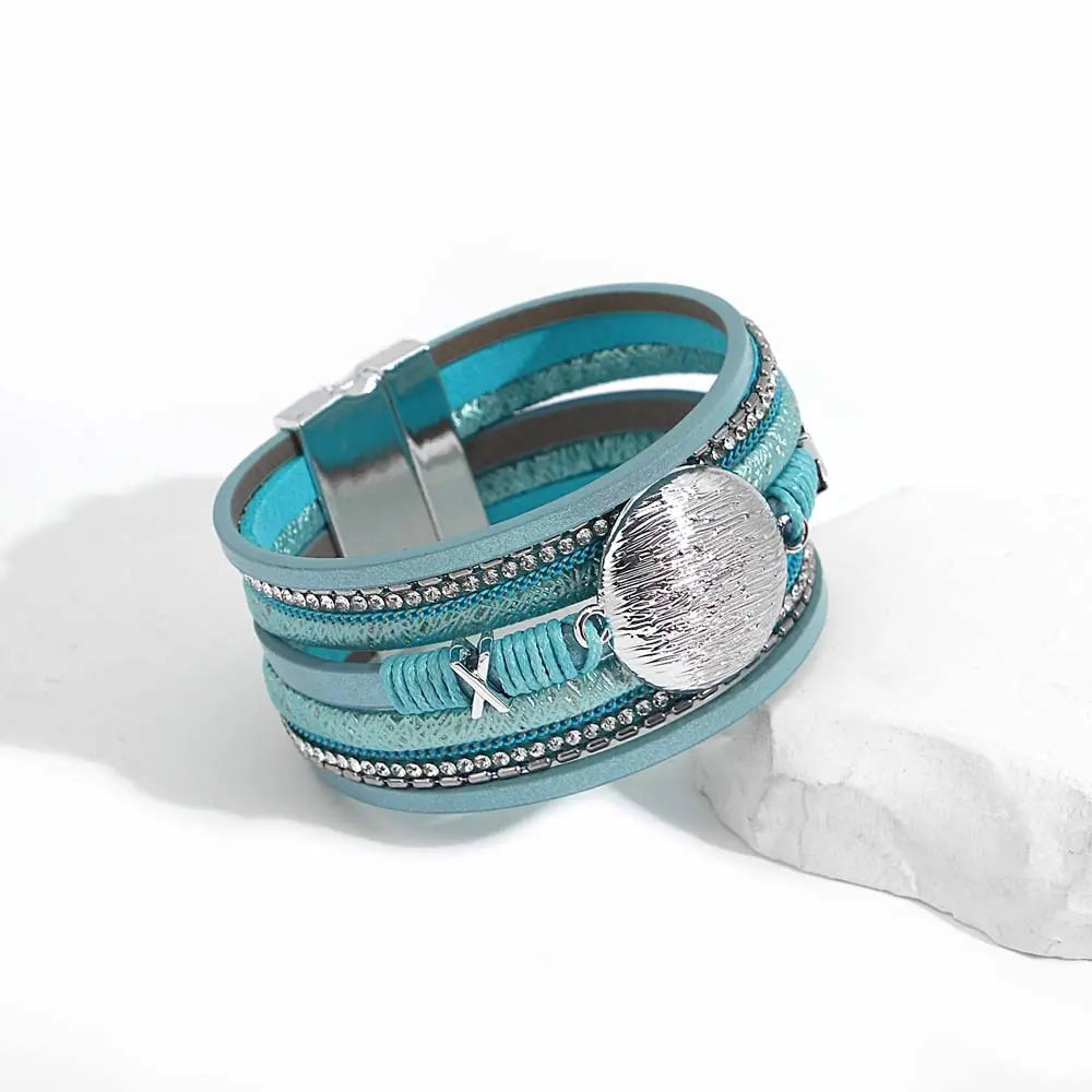 Boho Blue Leather Bracelet Coco & Dee