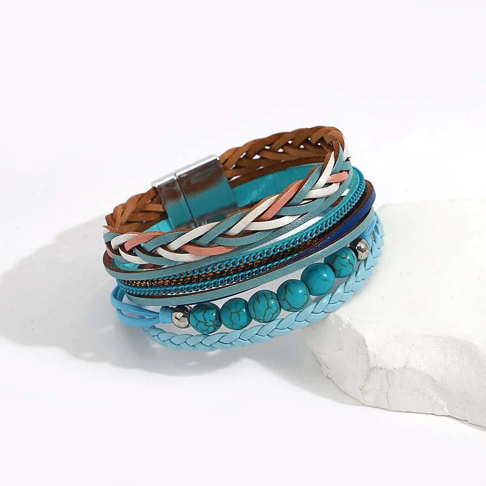 Boho Blue Leather Bracelet Coco & Dee