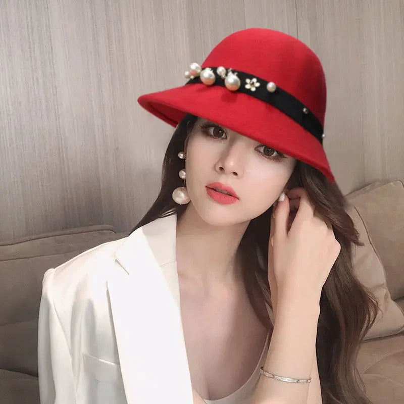 Fedora Pearl Ribbon Hat Coco & Dee