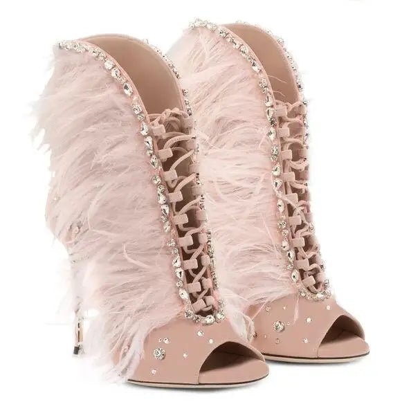 Odette Feather Rhinestone Shoes Coco & Dee
