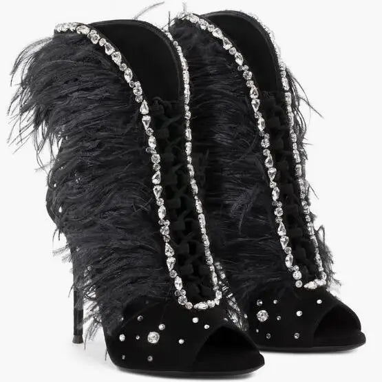 Odette Feather Rhinestone Shoes Coco & Dee