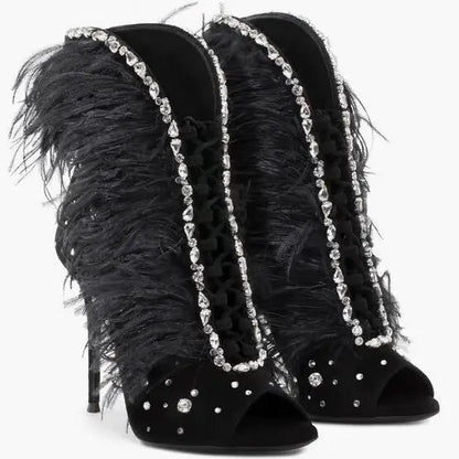 Odette Feather Rhinestone Shoes Coco & Dee