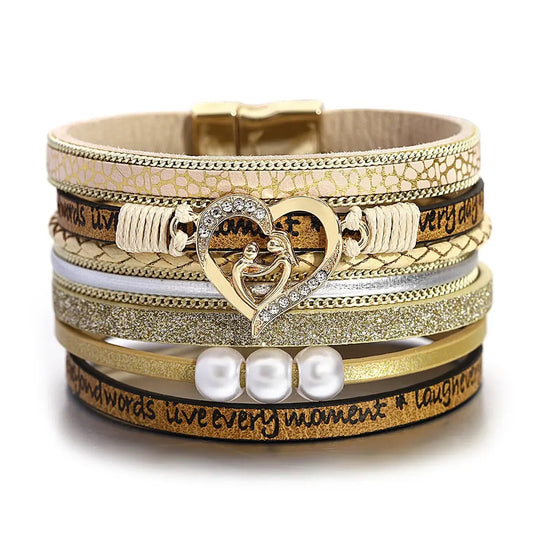 Multilayer Pearl Leather Bracelet Coco & Dee