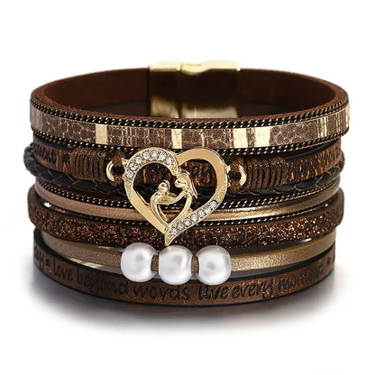 Multilayer Pearl Leather Bracelet Coco & Dee