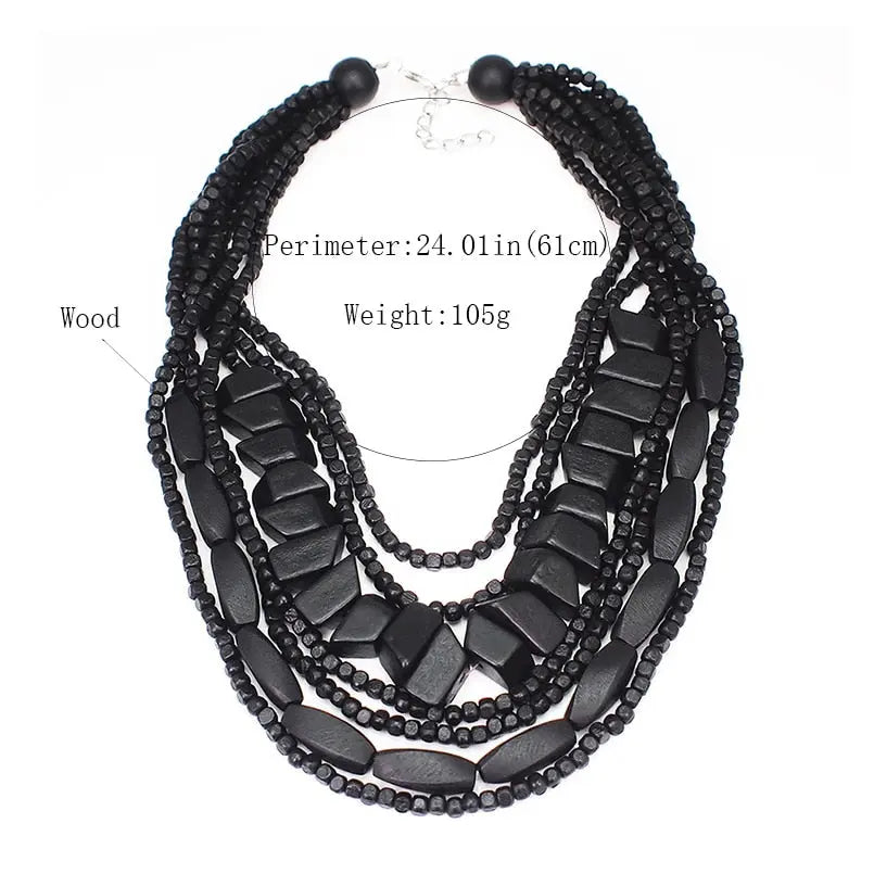 Multilayer Wood Bead Choker Coco & Dee