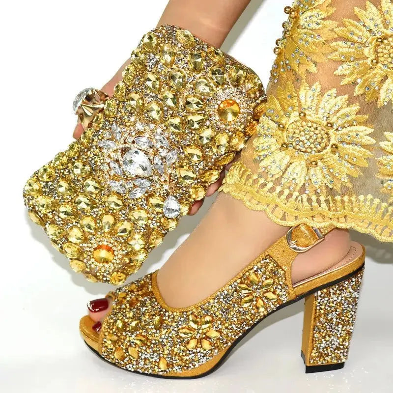Rhinestone Shoe & Bag Set