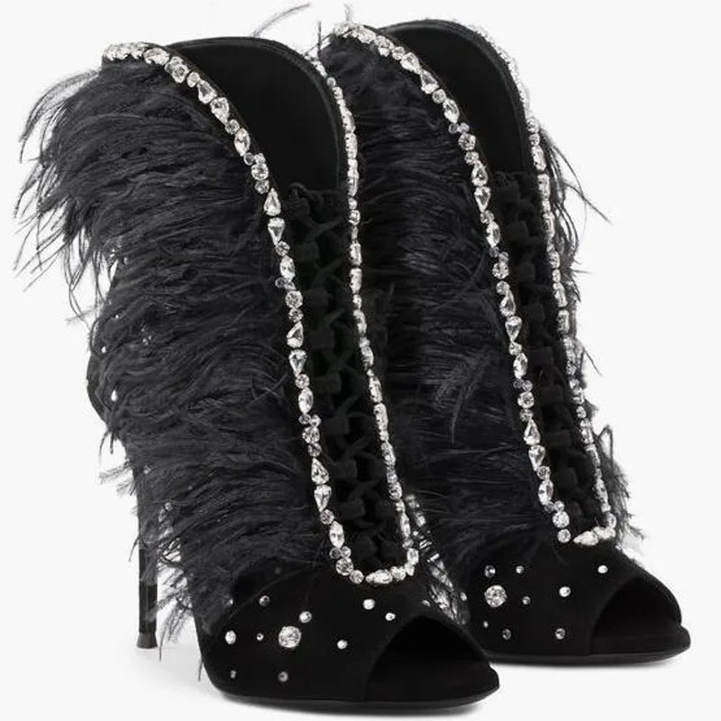 Odette Feather Rhinestone Shoes Coco & Dee