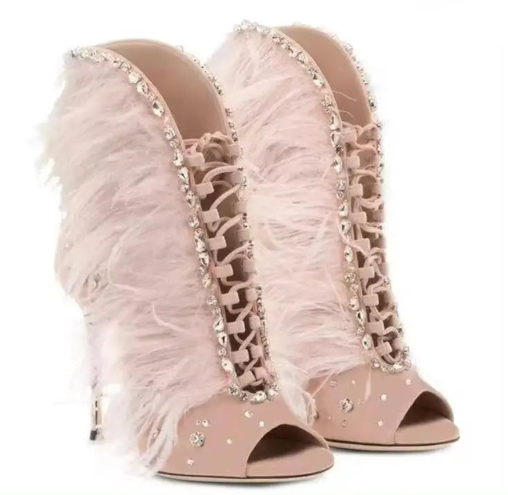 Odette Feather Rhinestone Shoes Coco & Dee