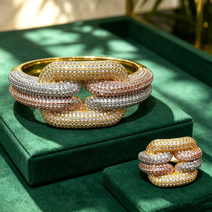 Golden Radiance Bangle & Ring Set Coco & Dee