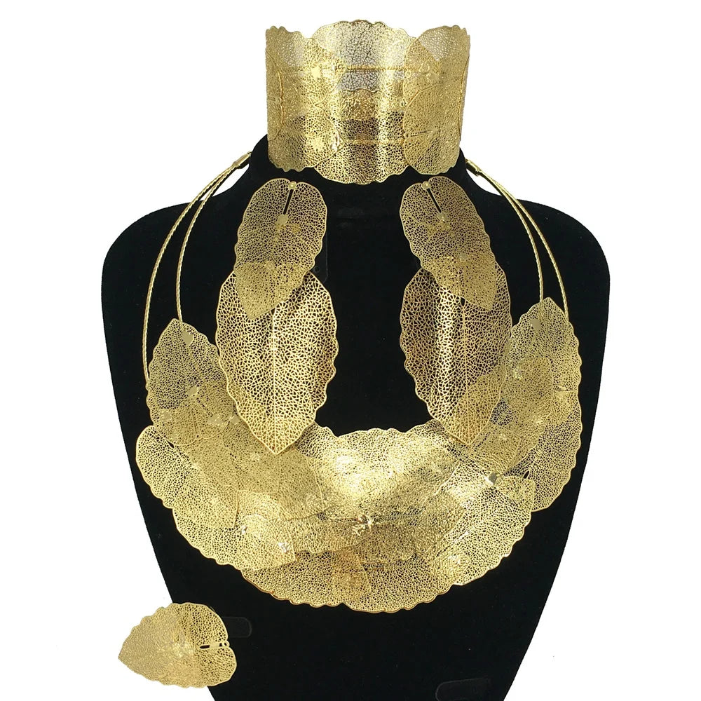 Golden Leaf Jewelry Set