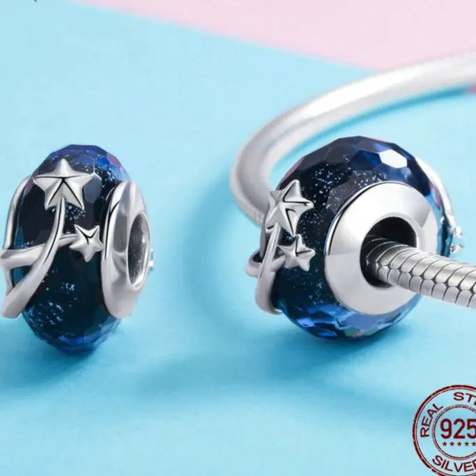 Silver Star Murano Glass Bead Coco & Dee